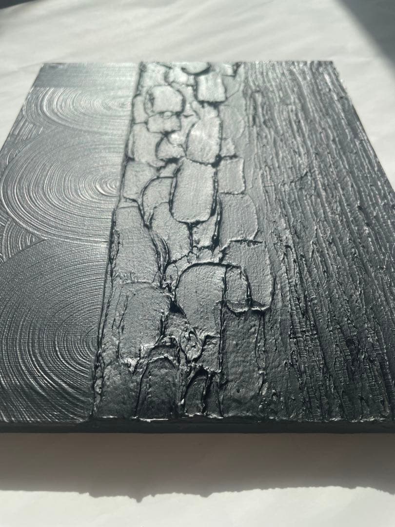 黒 3種のテクスチャーアート｜F3｜立体感ある抽象画 一点もの 絵画 現代アート