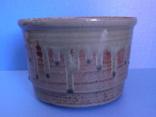 益子焼　中村文昌　緑灰釉水指　緑釉　共蓋　漆塗蓋　茶道具　共箱　落款　掛け流し