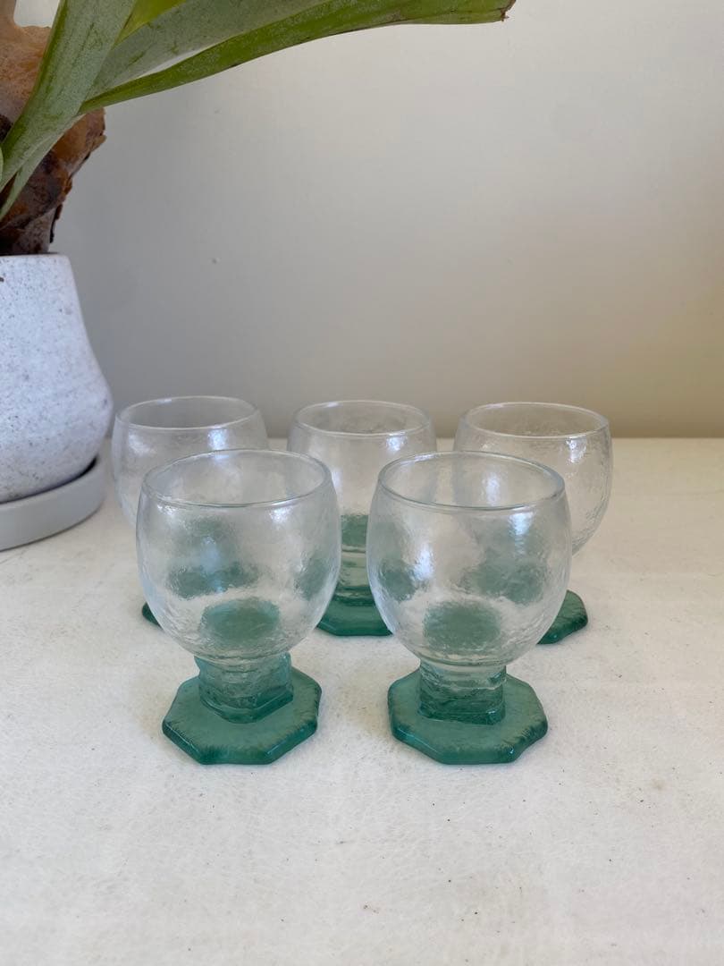 名和ショウ　グラス　5個　ガラス作家　ミニグラス　器　ハンドメイド　足付きグラス