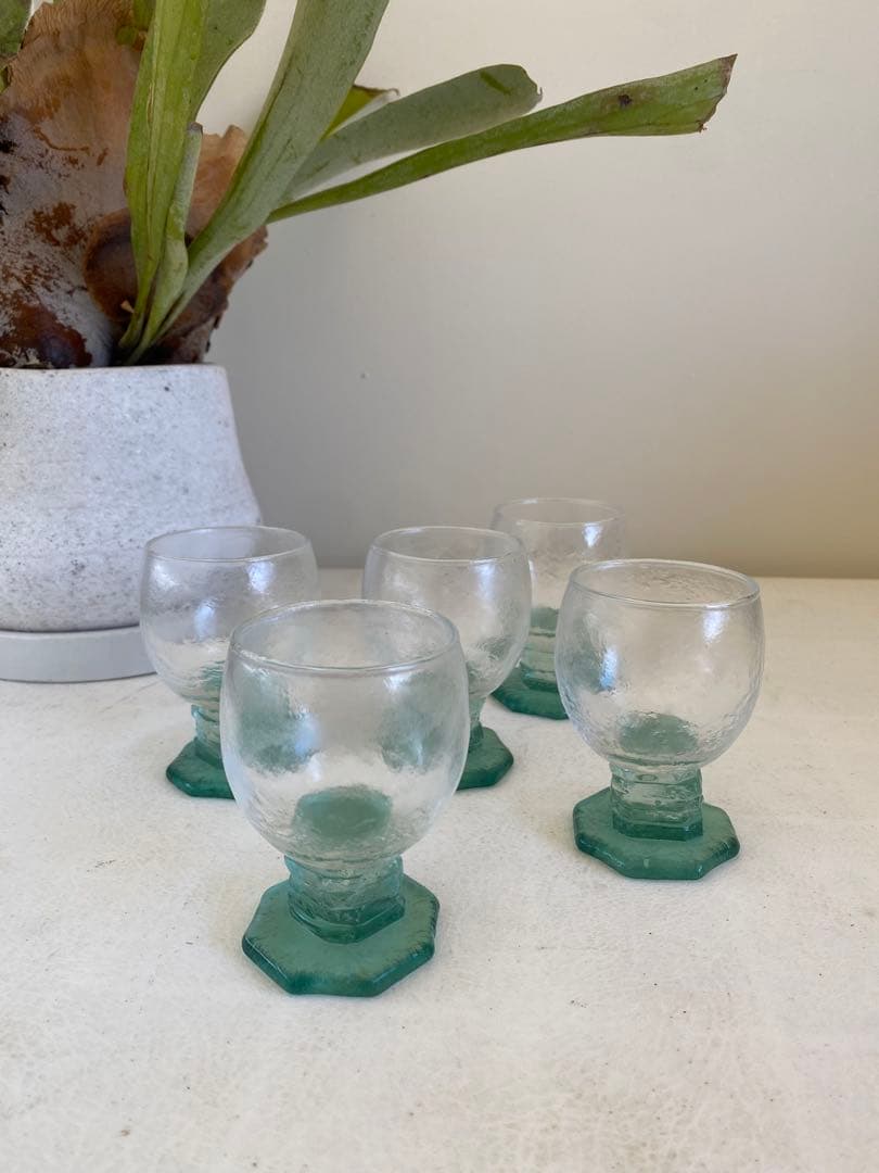 名和ショウ　グラス　5個　ガラス作家　ミニグラス　器　ハンドメイド　足付きグラス