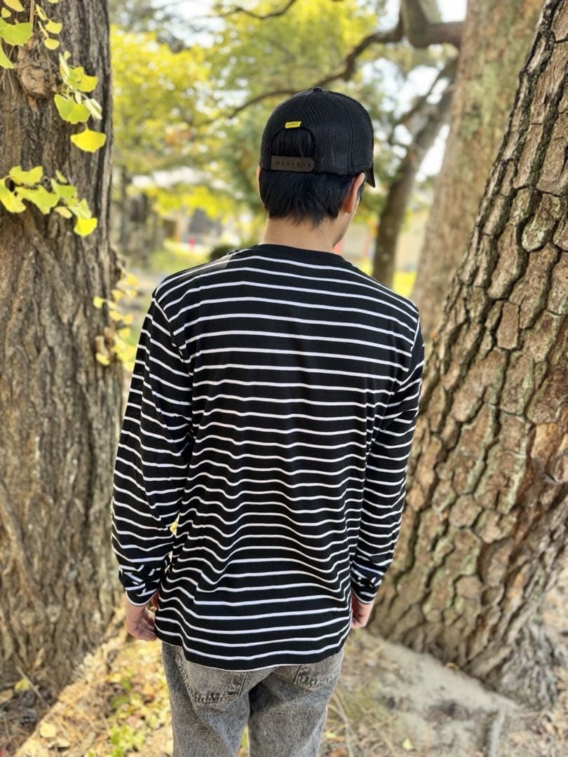 新品未使用 NIRVANA / Happy Face ボーダー長袖Tシャツ L