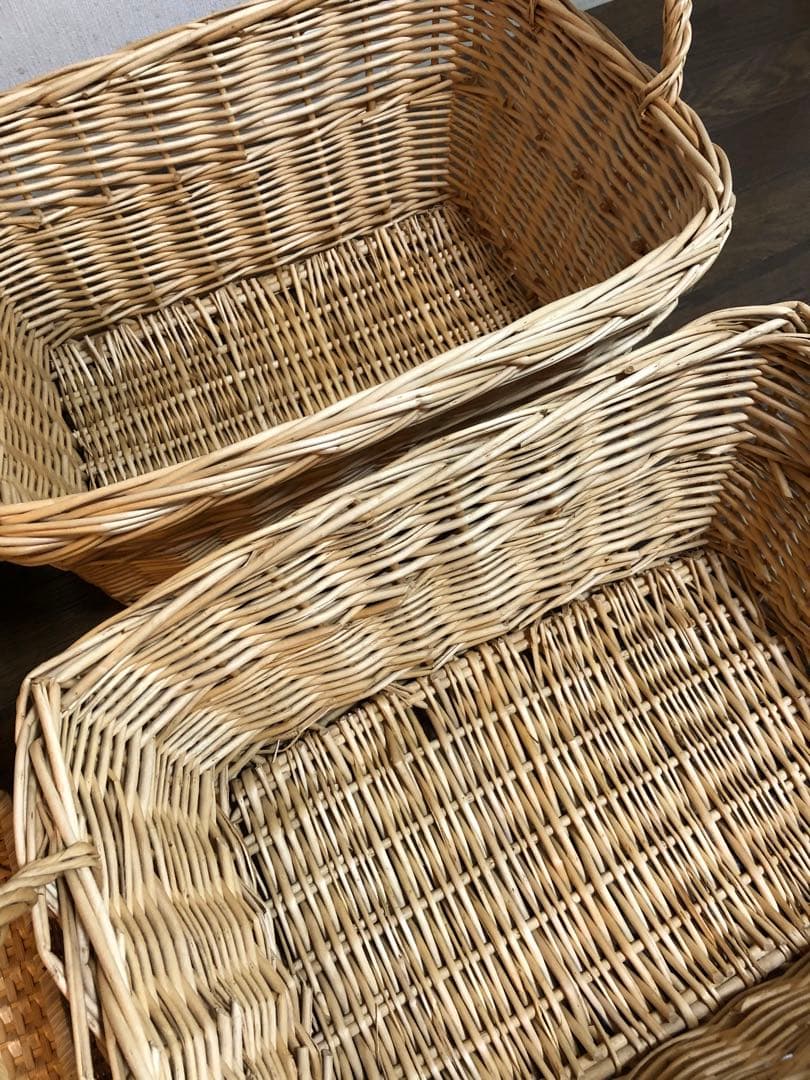 籐 バケット かご ランドリーチェスト 小物入れ おしゃれ 果物入れ 4点