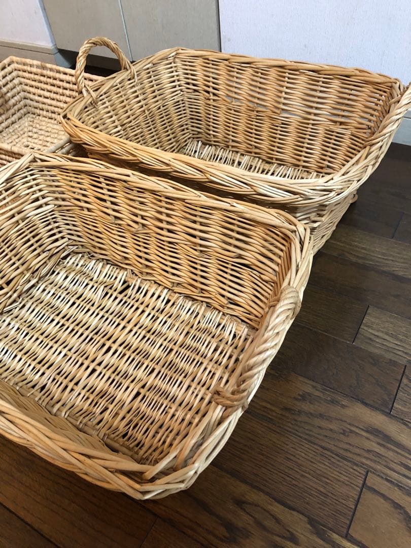 籐 バケット かご ランドリーチェスト 小物入れ おしゃれ 果物入れ 4点
