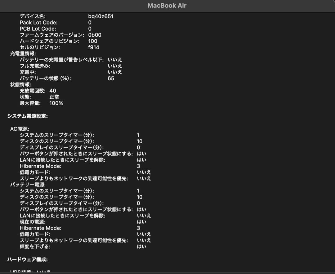 MacBook Air M3 13.6/16GB/256GB/バッテリ100%