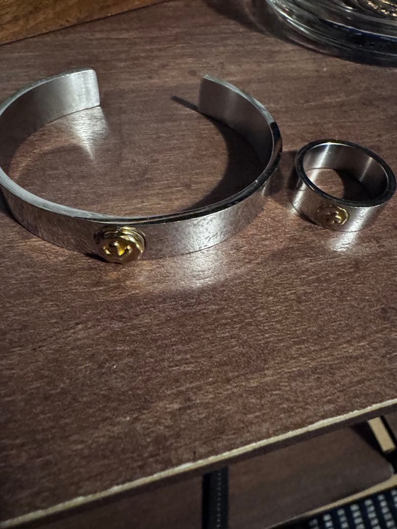 ステンレススチール製バングルとリングセット　21号