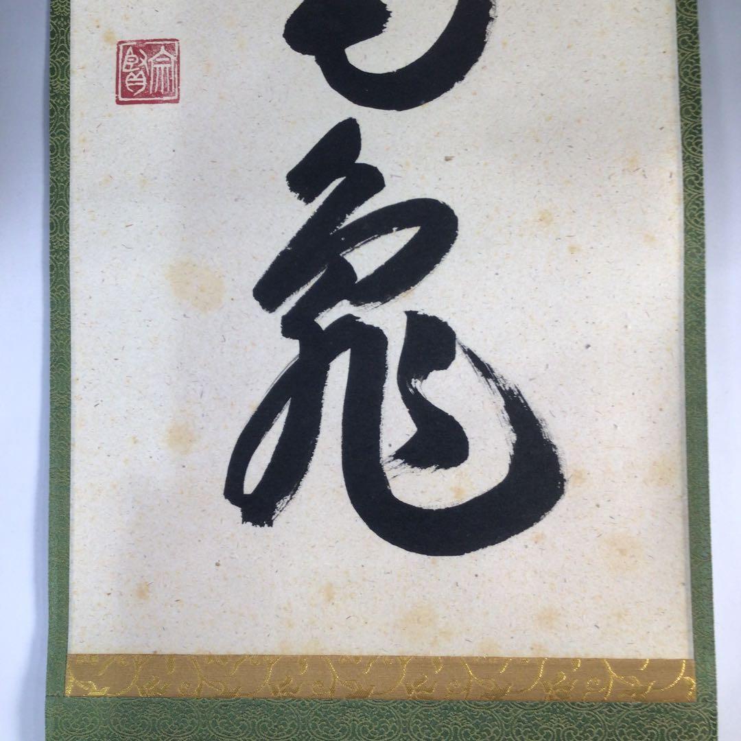 Ｃ８８９　掛軸　大徳寺　戸上明道　『萬歳緑毛亀』　共箱　『真作』　肉筆　一行書