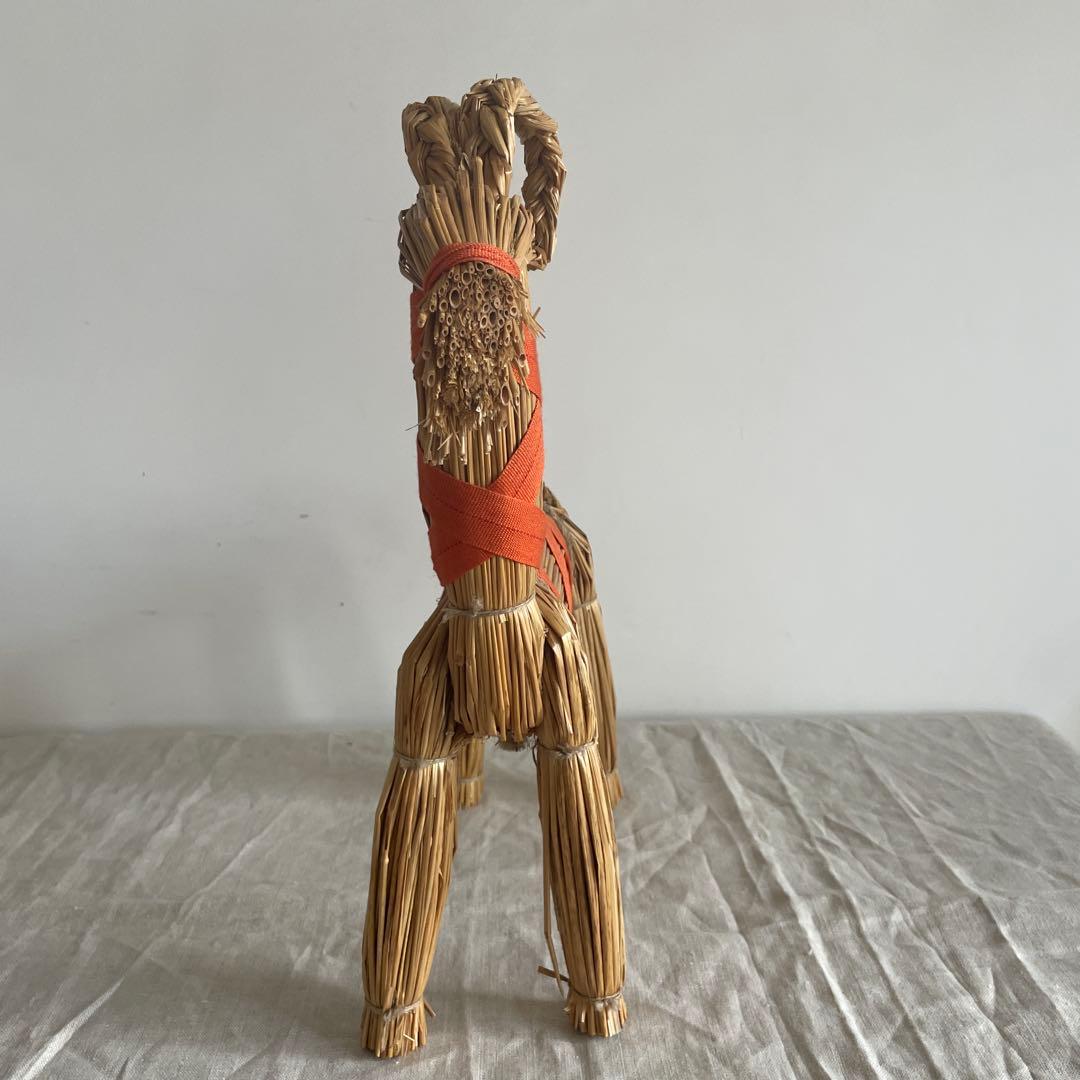 ヴィンテージ　藁　ワラ　細工　ヤギ　山羊　クリスマス　インテリア　オブジェ