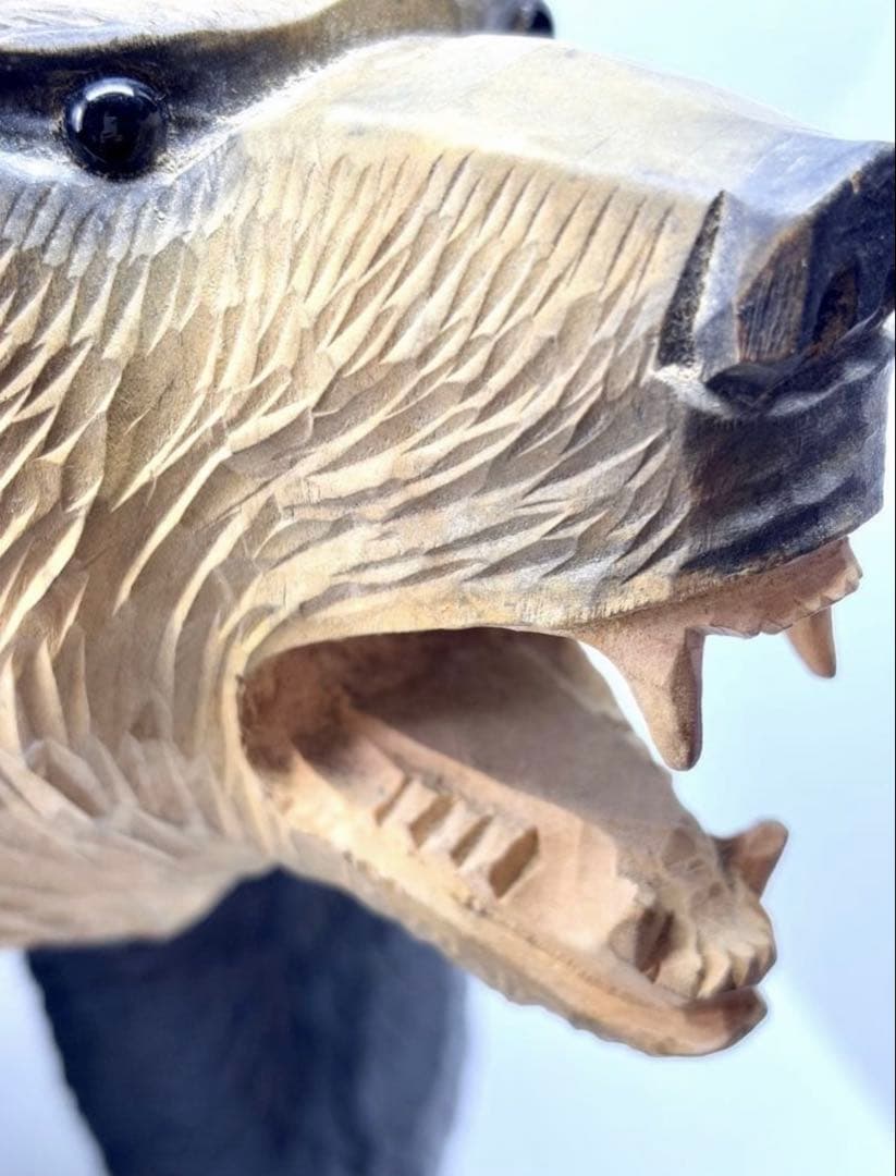 #【本物保証】鑑定証付き「引間二郎 木歩　作」1975年 北海道 八雲 木彫り熊