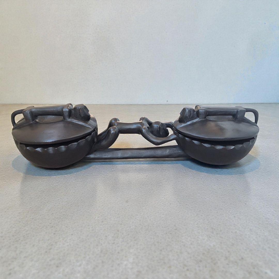 アフリカンアート 木彫双器 大型彫刻オブジェ 民族工芸