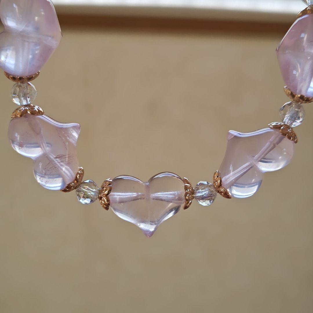 ご確認専用です♡スターちらほらローズクオーツ　ぷっくりハートブレス