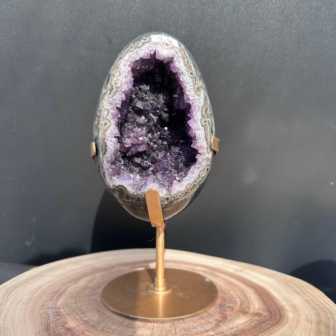 天然石アメジストのドーム　置物　台座付きG.58