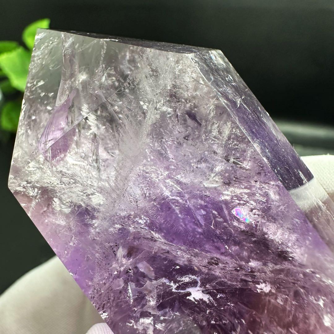 高品質❗️レインボー☆アメジスト 六角柱 パワーストーン天然石 原石A1061