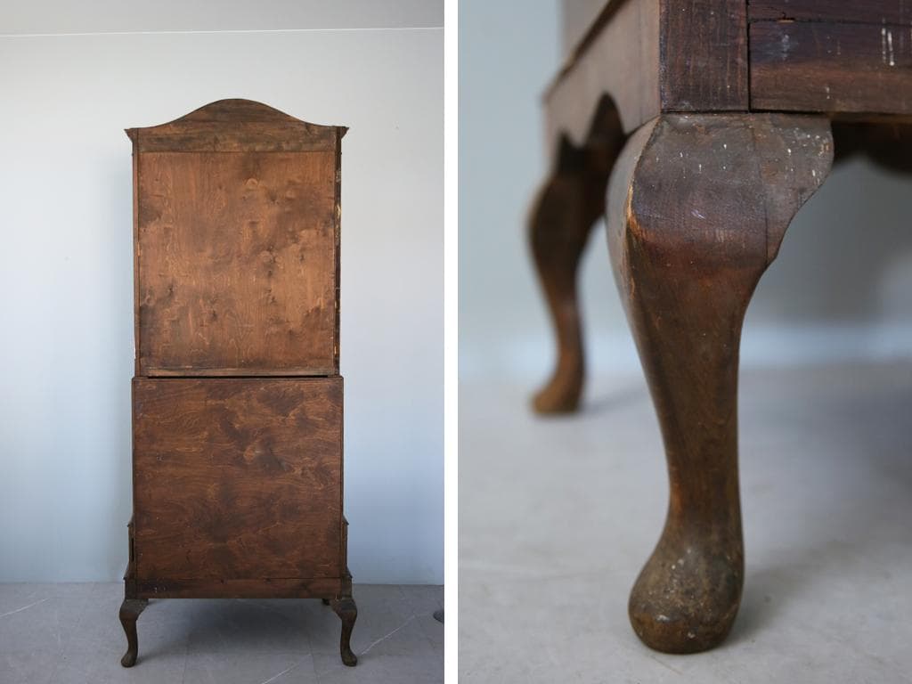 英国アンティークブックケースビューロー/本棚/デスク机/キャビネット(92-26