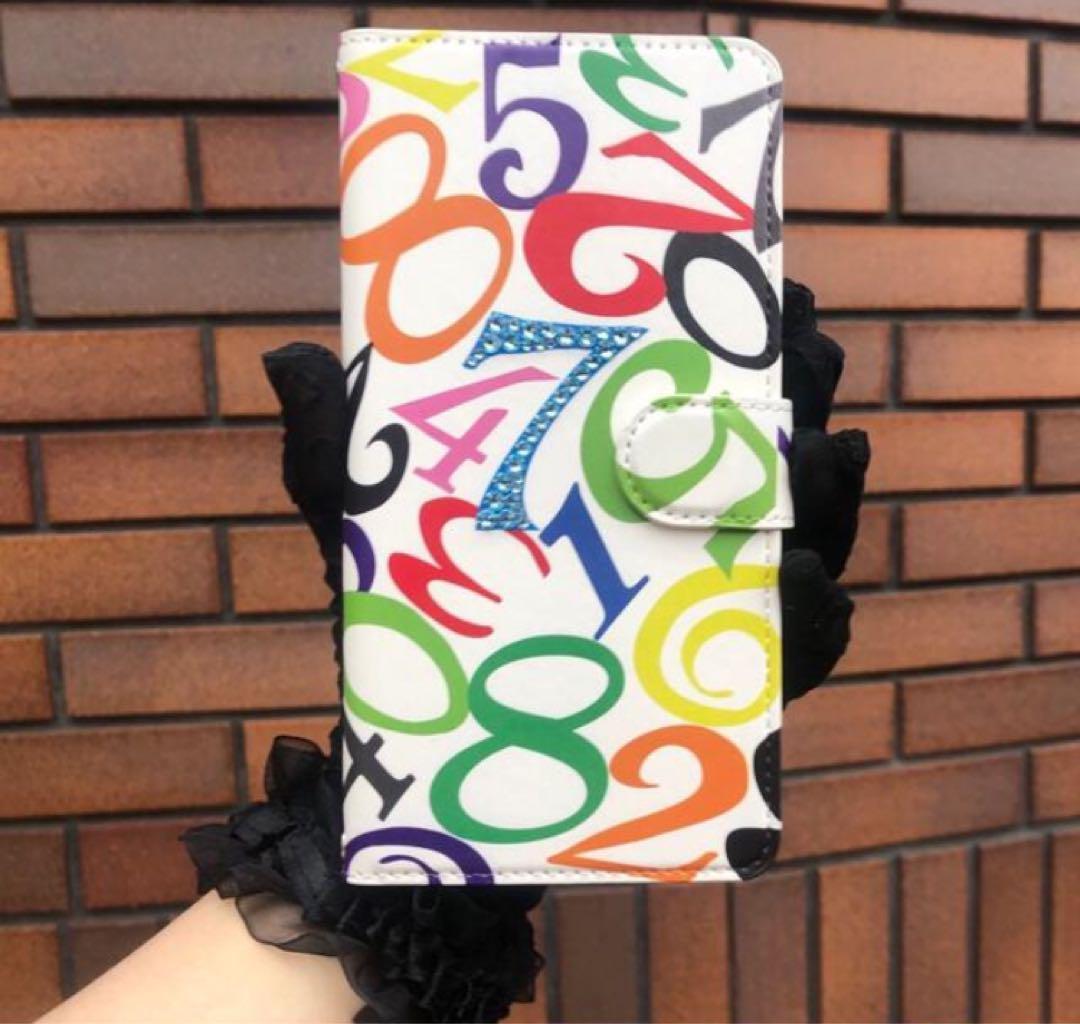 【スワロフスキー®クリスタル使用】 iPhone13pro 手帳型ケース　数字