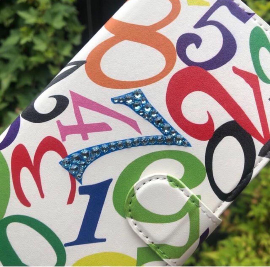 【スワロフスキー®クリスタル使用】 iPhone13pro 手帳型ケース　数字