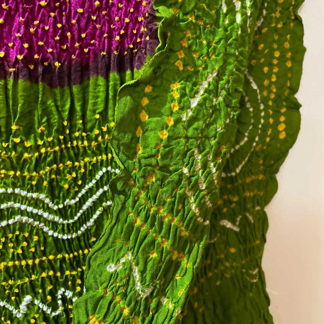 絞り　大判シルクストール　インドの手工芸品