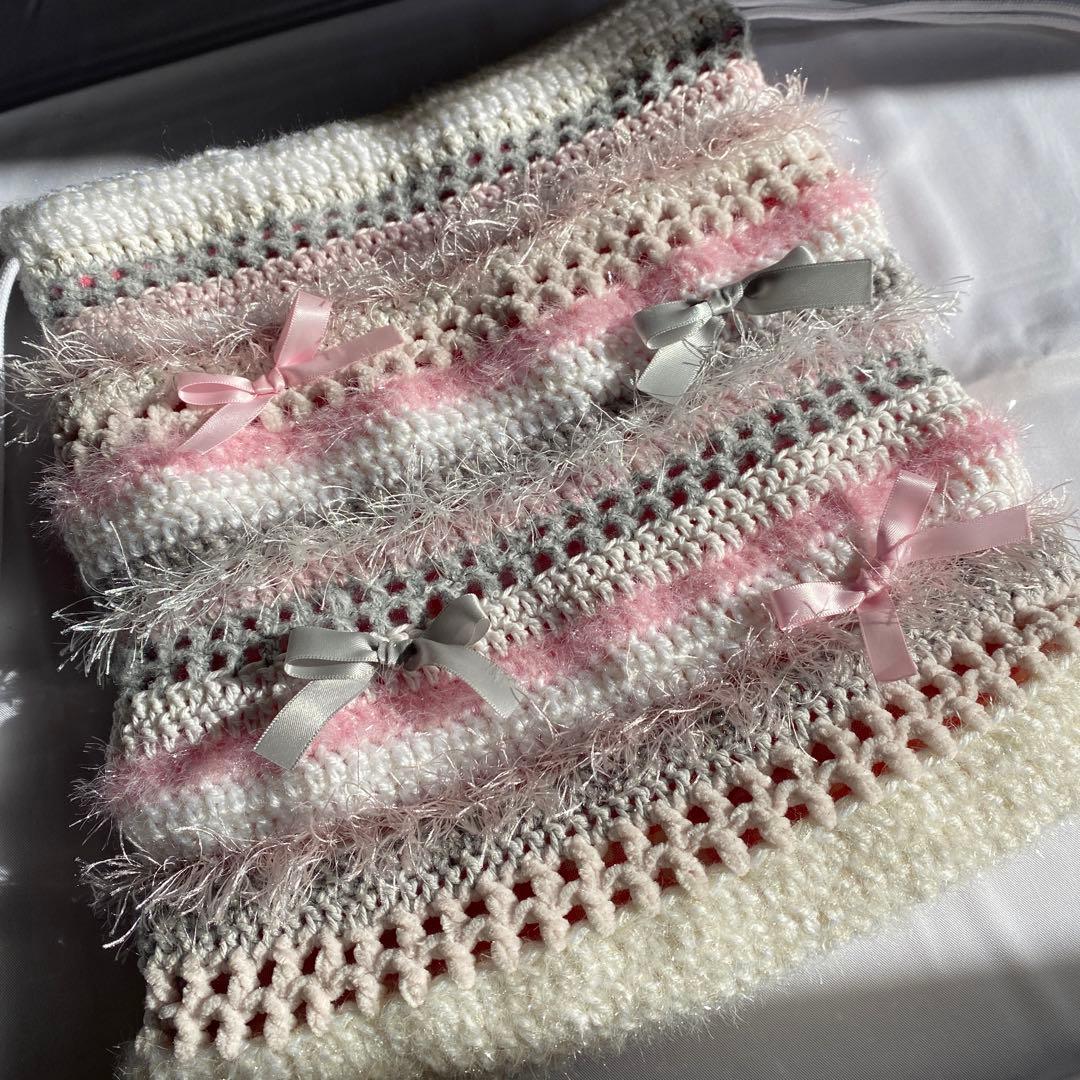 【5%OFF】ナップサック　リュックサック　編み物　ピンク