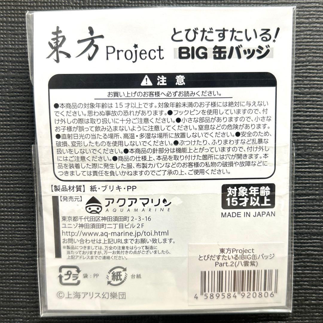 希少‼️ 東方Project とびだすたいる！ BIG缶バッジ 八雲紫 おまけ付き