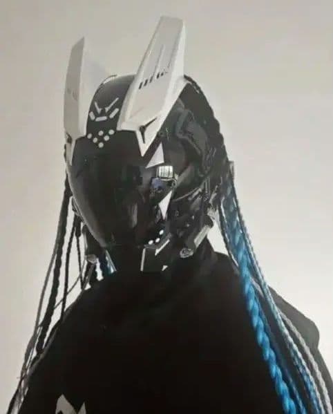 発光LED付き サイバーパンク ヘルメット 近未来SF デザイン フェイスマスク