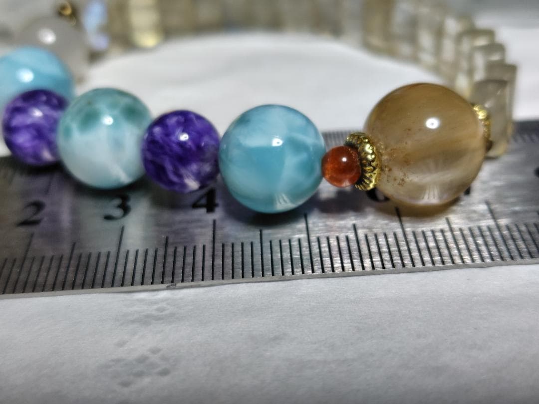 レインボーアンデシン（レインボームーンストーン）、ラリマー、チャロアイト他ブレス