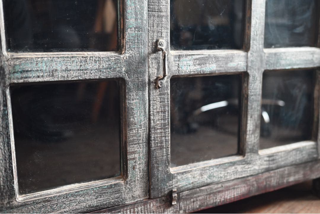 アンティーク チーク材 インド 古家具 ローボード ローキャビネット