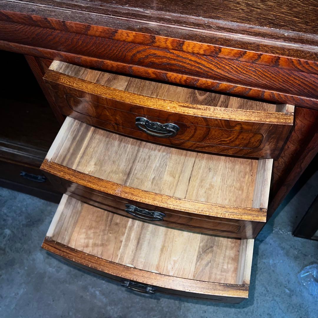 昭和レトロ 茶箪笥 欅 和家具 ガラス戸 飾り棚 高さ約170cm