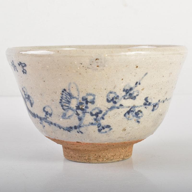 茶道具　田能村竹田作　染付　梅の絵　茶碗　仕覆・時代箱付　M　R6717