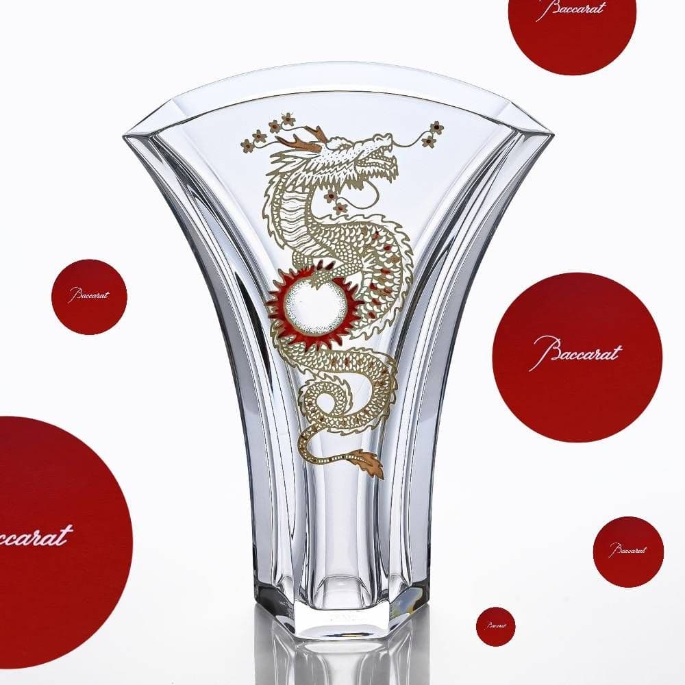 レア Baccarat フラワーベース 花瓶ギンコ バカラ龍 竜 辰GINKGO