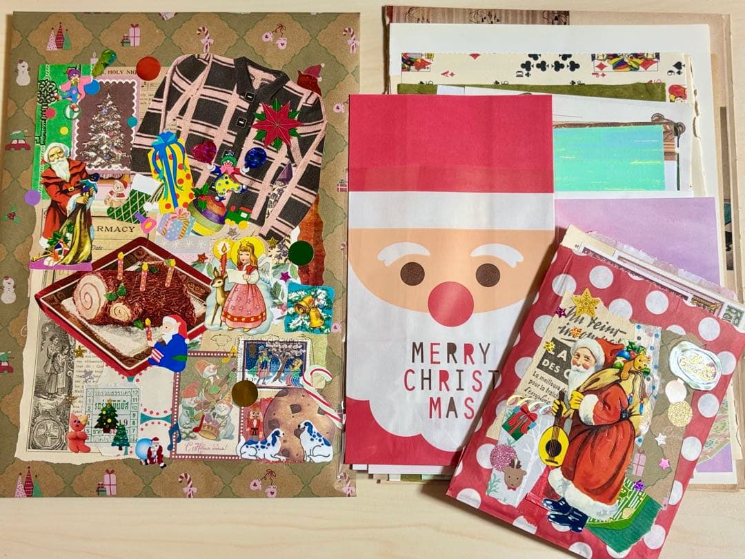 B)クリスマスおすそ分けセット　ジャンクジャーナル　コラージュ