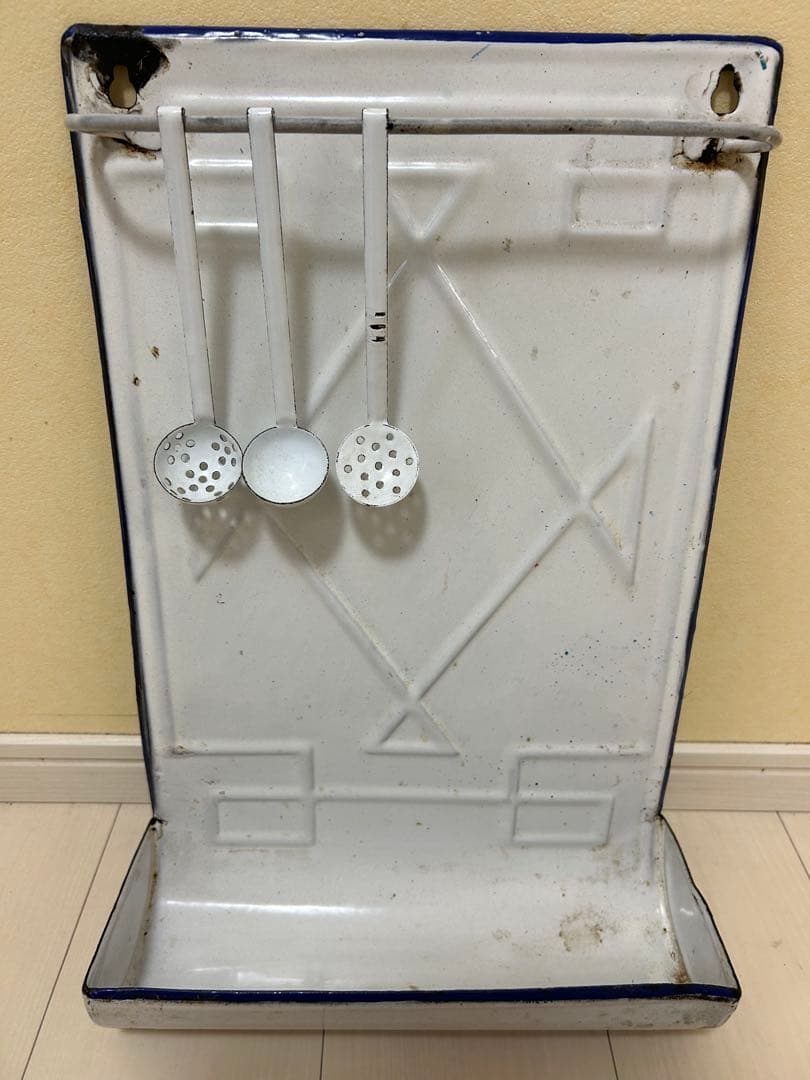 アンティークホーローレードルラック