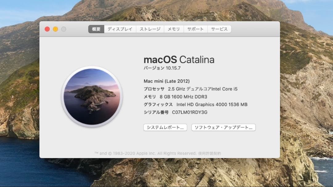 Macデスクトップ Apple Mac mini Late 2012 i5/8GB/250GB