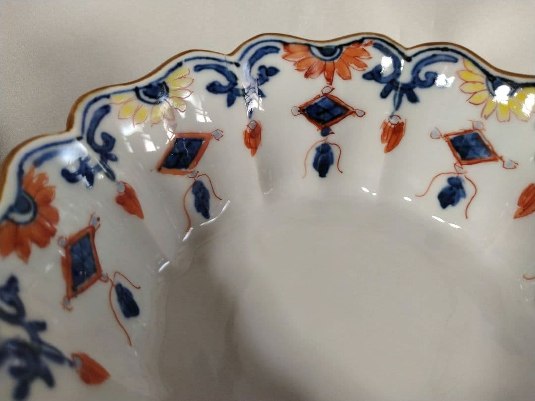 雲泉窯　内色絵瓔珞文　向付　小鉢