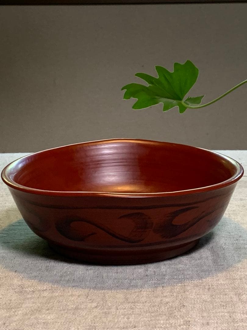 太田修嗣　お鉢　初期作品　黒田陶苑　赤漆