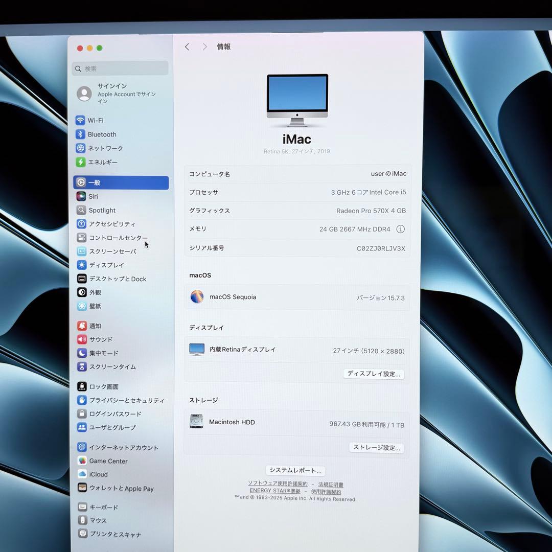 【大画面】iMac Retina 5K 27インチ 2019 / メモリ24GB