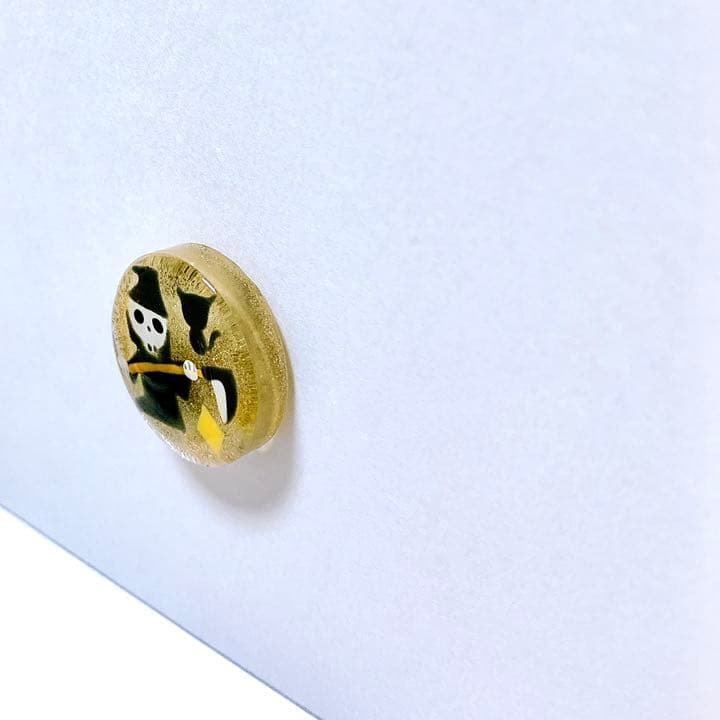 ブローチ　ハロウィン　死神　黒猫　レジン