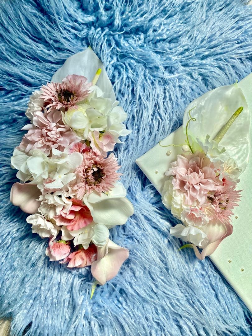 ニューボーンフォト　命名書　セルフフォト　yuuブーケ　アーティシャルフラワー