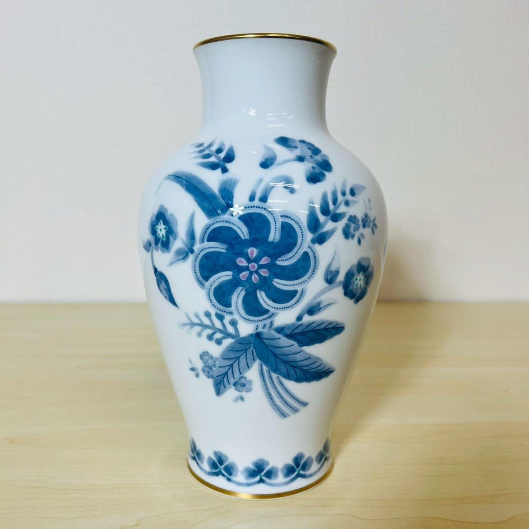 大倉陶園 OKURA 陶器 花瓶 フラワーベース 金彩 花器 花生 壺 ツボ