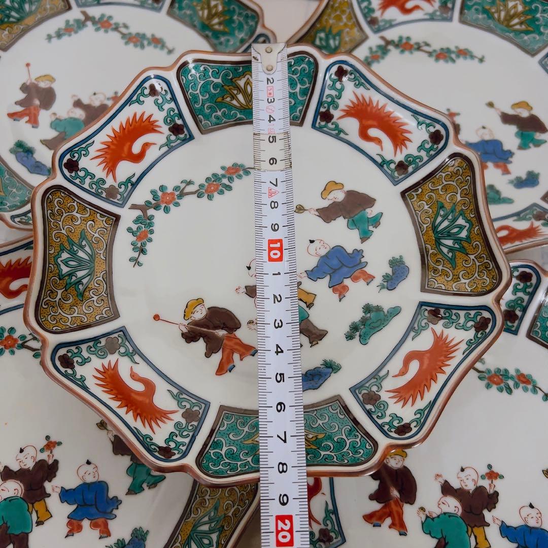 九谷焼　青郊窯　和皿 唐子　皿揃　中皿　銘々皿　543