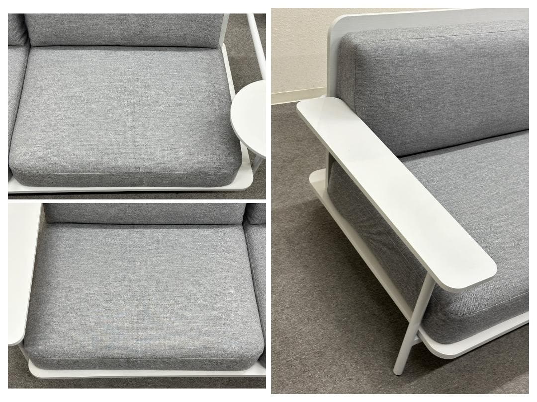 ■ベラコンテ■プレートソファ　ライトグレー　2人掛けワイド　シンプル　ミニマム