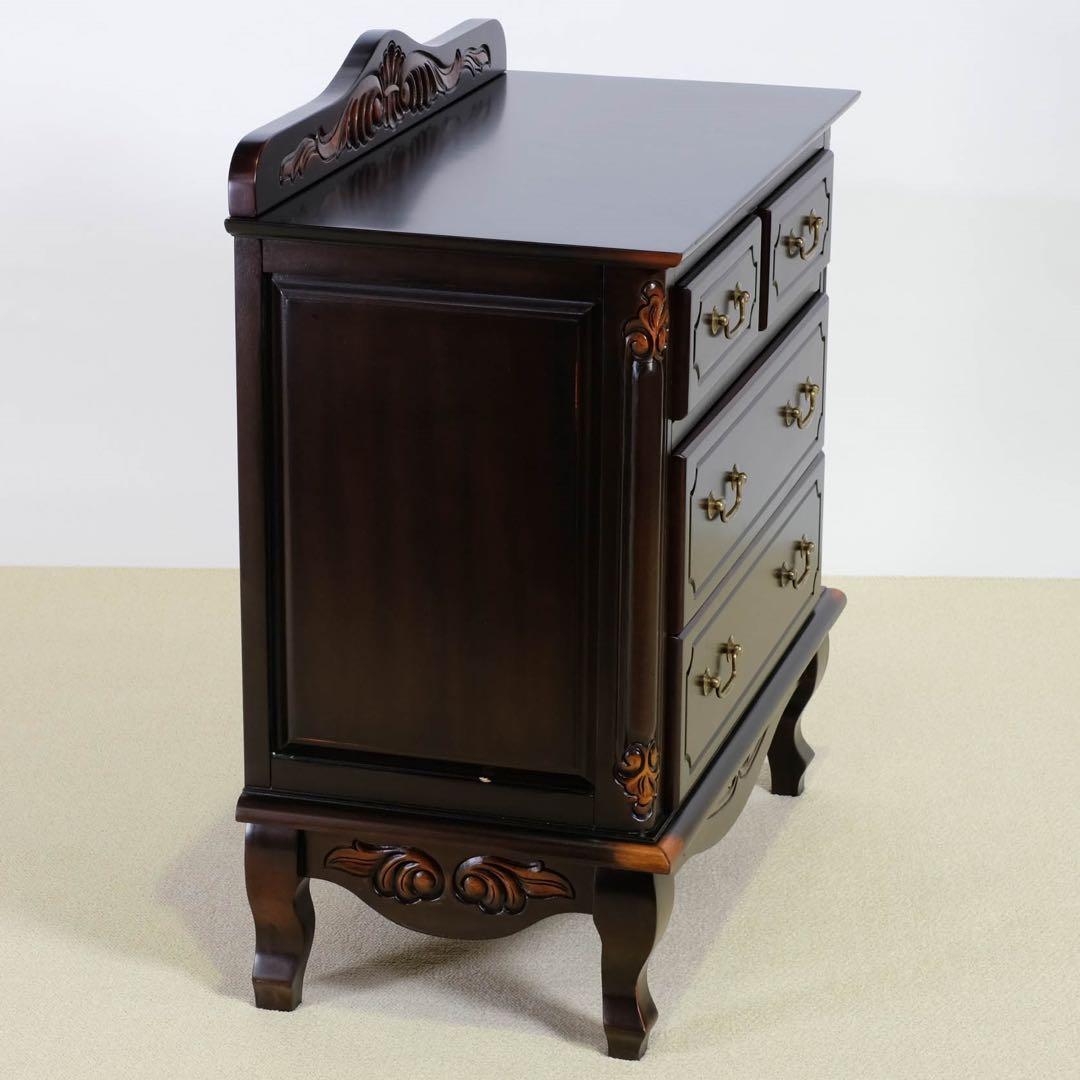 A 新品 アンティーク調 チェスト 75cm タンス 衣類収納 リビング 茶色