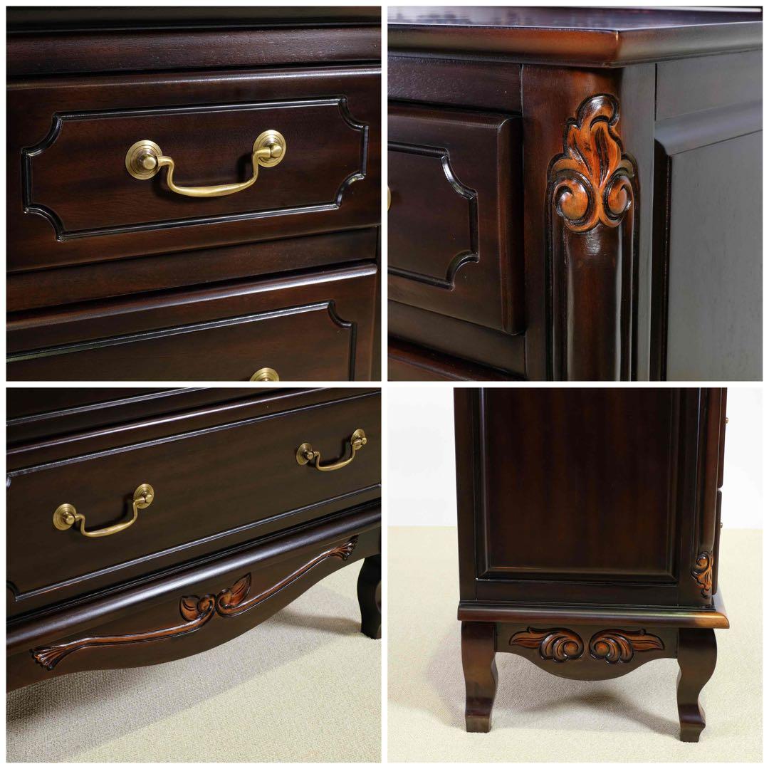 A 新品 アンティーク調 チェスト 75cm タンス 衣類収納 リビング 茶色