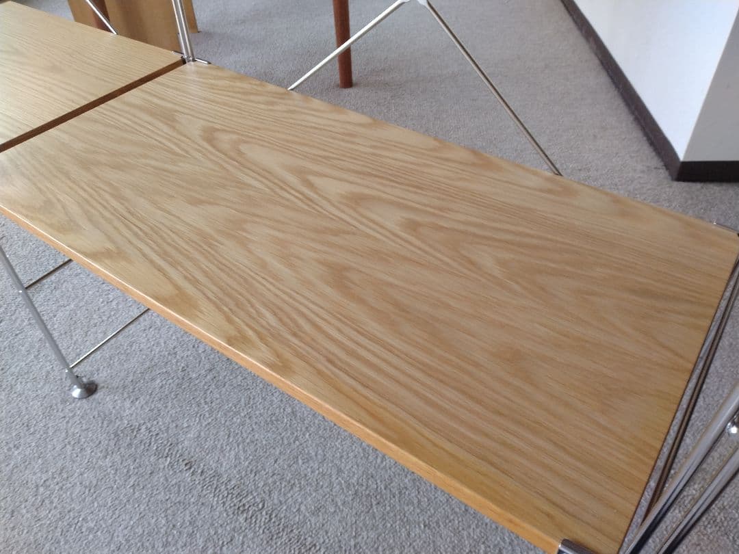 【訳あり良品】MUJI無印 ステンレスユニットシェルフ大ワイドオーク材4段連結