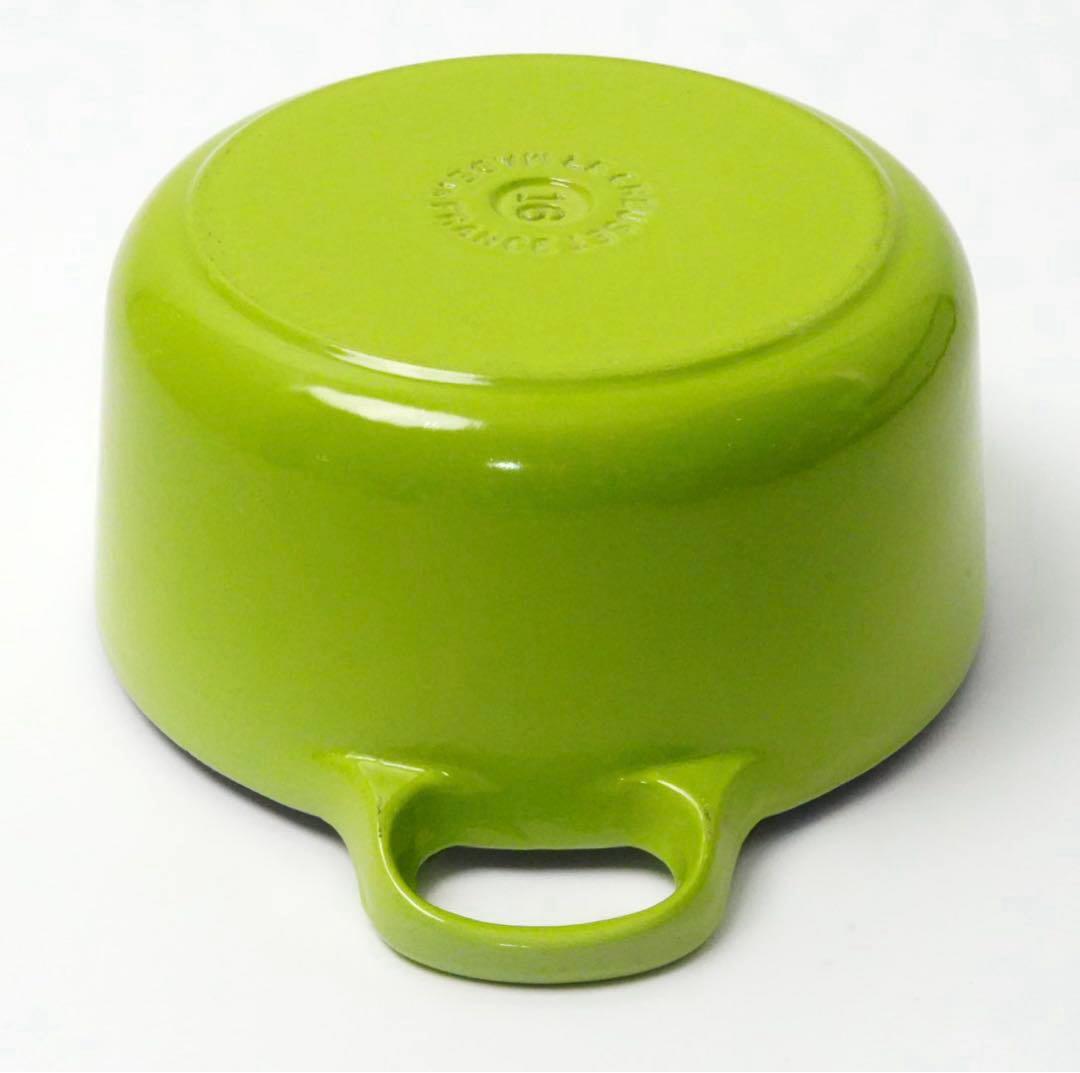 【美品】LE CREUSET　ココット ロンド フルーツグリーン　16cm