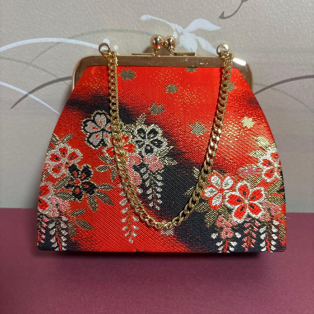 七五三用 赤色花柄草履とバッグセット