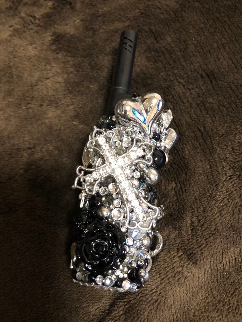 bicデコライターケース♡姫系地雷系♡黒シルバー♡