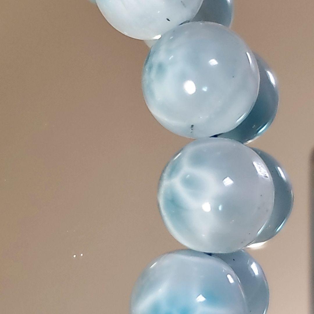 新品 未使用 約13.7㎜玉 天然 ラリマー ブルーペクトライト ブレスレット