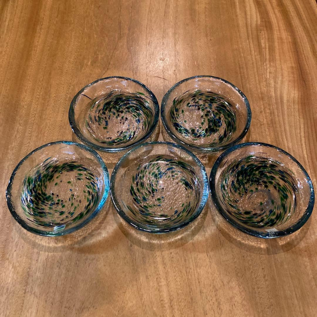 玻璃ガラスびいどろ皿五枚