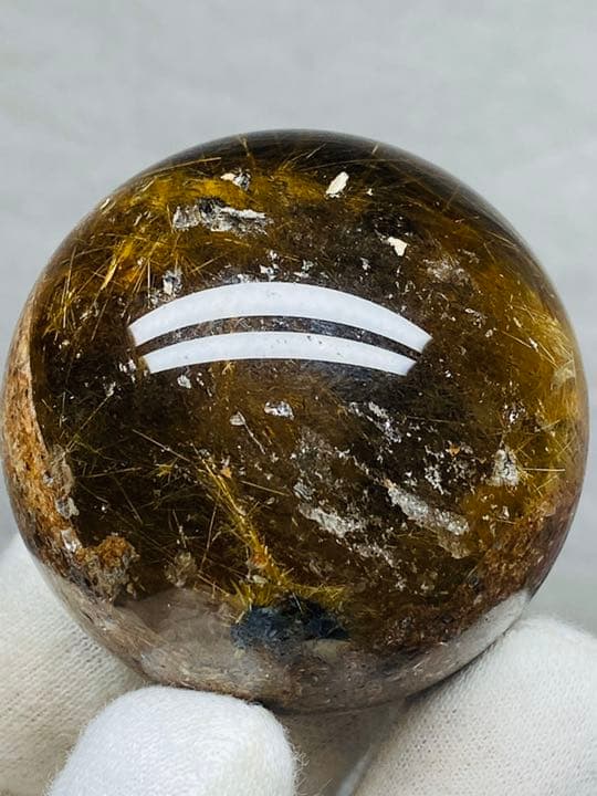 天然水晶球 極上珍品守護石★金針水晶❣️太陽発射ルチルクォーツ★金の花火★