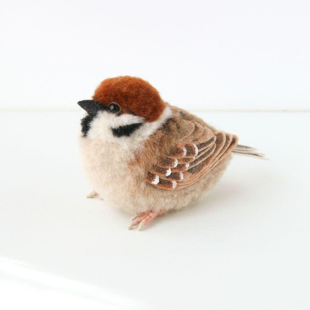 羊毛フェルト＊すずめ❤︎手のひらサイズのまったり鳥さん