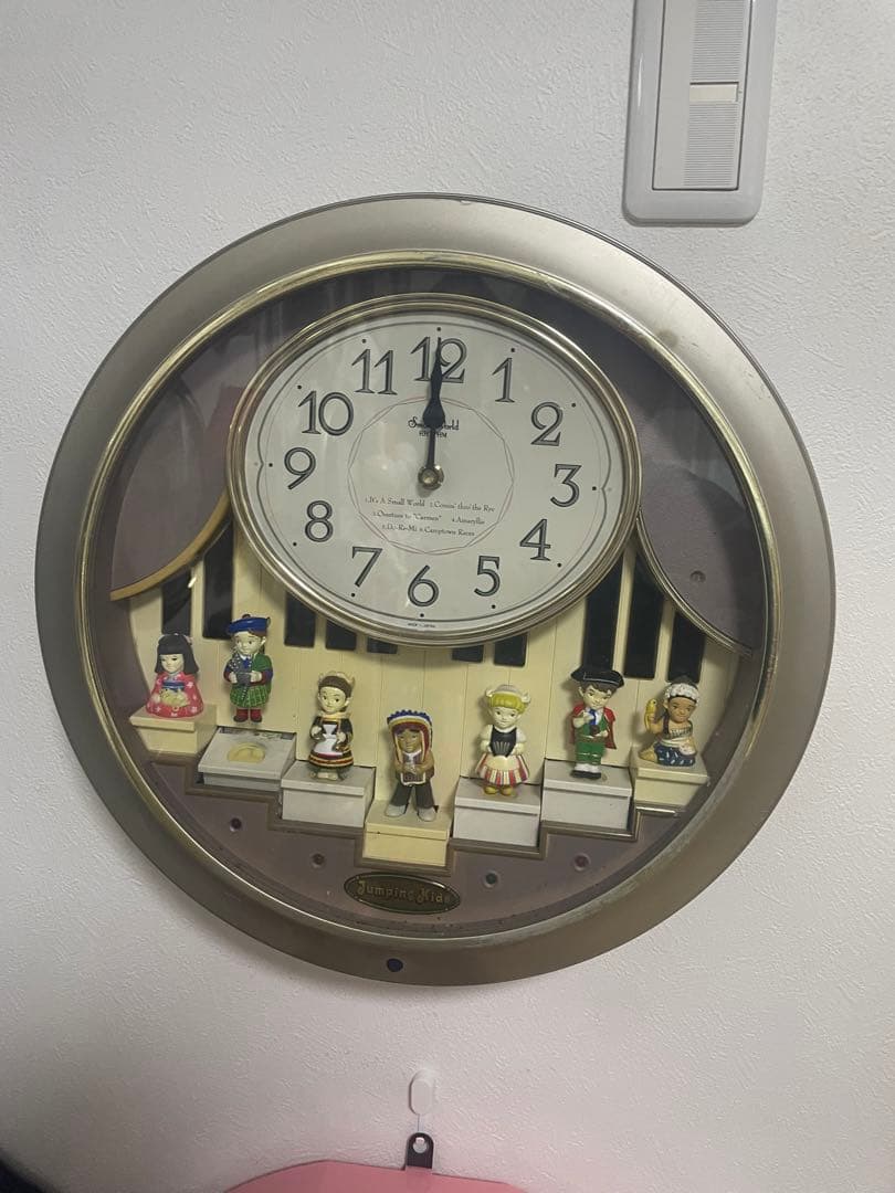 【動作不明】スモールワールドジャンピングキッズ からくり壁掛け時計　振り子時計